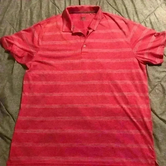 PUMA Pink Striped Performance Material Golf Polo Shirt NWOT - Picture 1 of 7